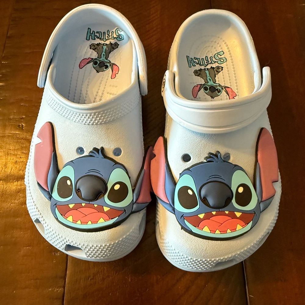 CROCS Style Kids Stitch Clogs - Light Blue and Pink